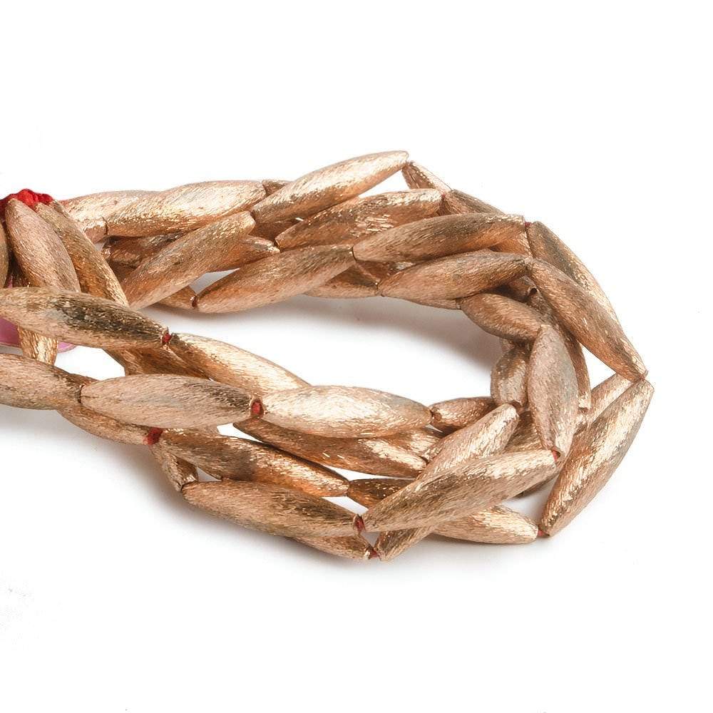 20x5mm Copper Brushed Marquise 8 inch 10 pcs - Beadsofcambay.com