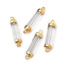 20x5mm Gold Leafed Crystal Quartz Tube Focal Connector 1 piece - Beadsofcambay.com