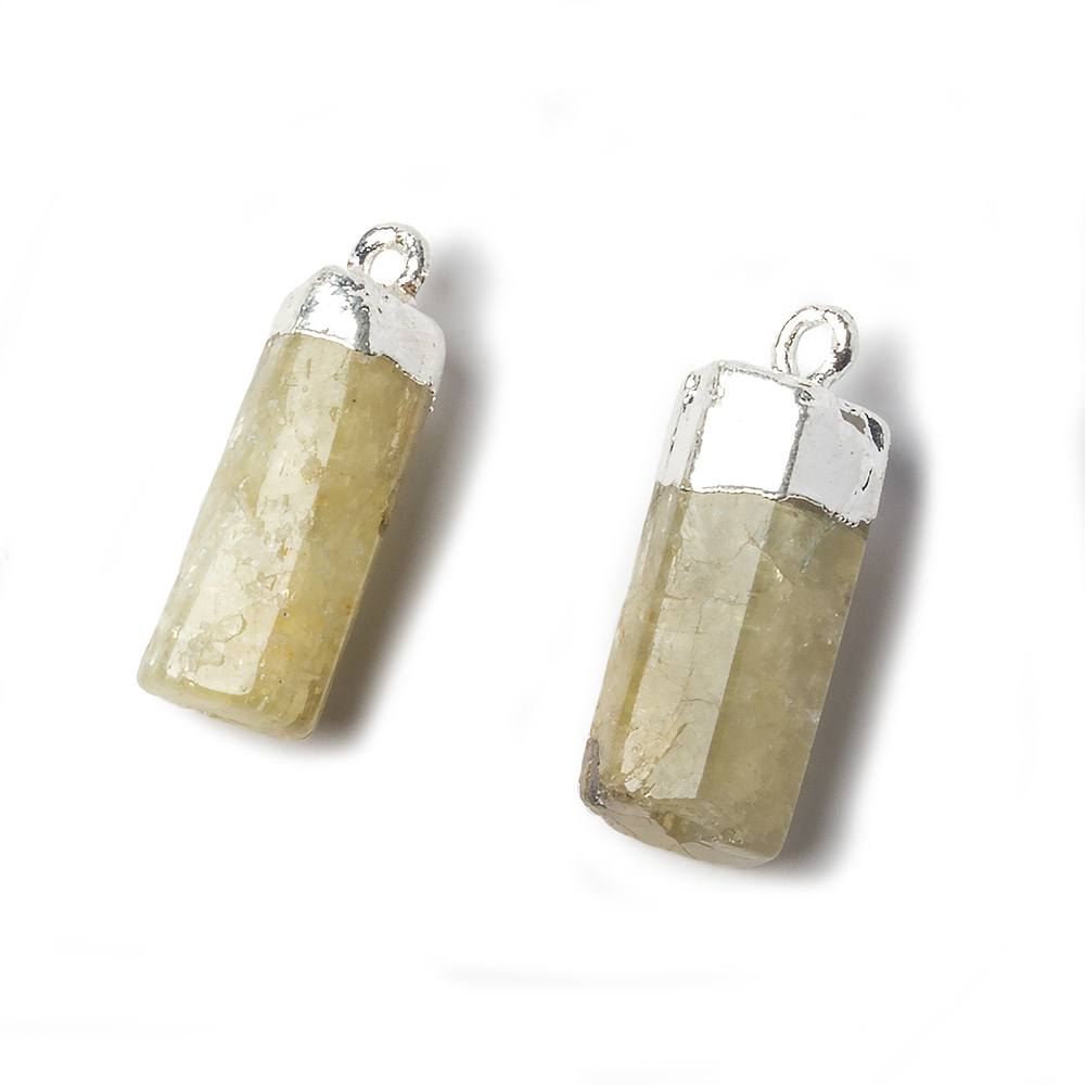20x7mm Silver Leafed Heliodor Crystal Set of 2 - Beadsofcambay.com