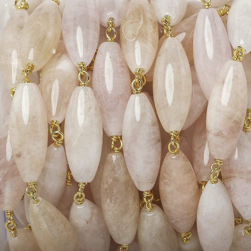 20x8mm Morganite plain marquise Vermeil Chain by the foot 12 pieces - Beadsofcambay.com