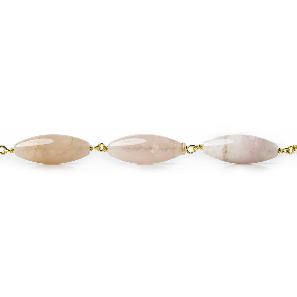 20x8mm Morganite plain marquise Vermeil Chain by the foot 12 pieces - Beadsofcambay.com