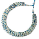 20x9-27x11mm K2 Azurite Granite "K2 Jasper" double drilled plain fancy shape collar 43 beads - Beadsofcambay.com