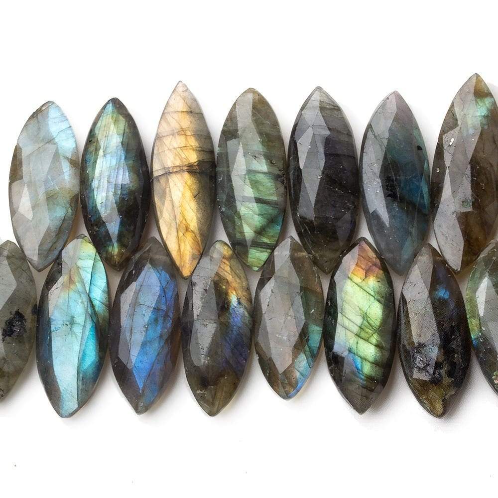 20x9-30x9mm Labradorite faceted marquise beads 7 inch 40 pieces - Beadsofcambay.com
