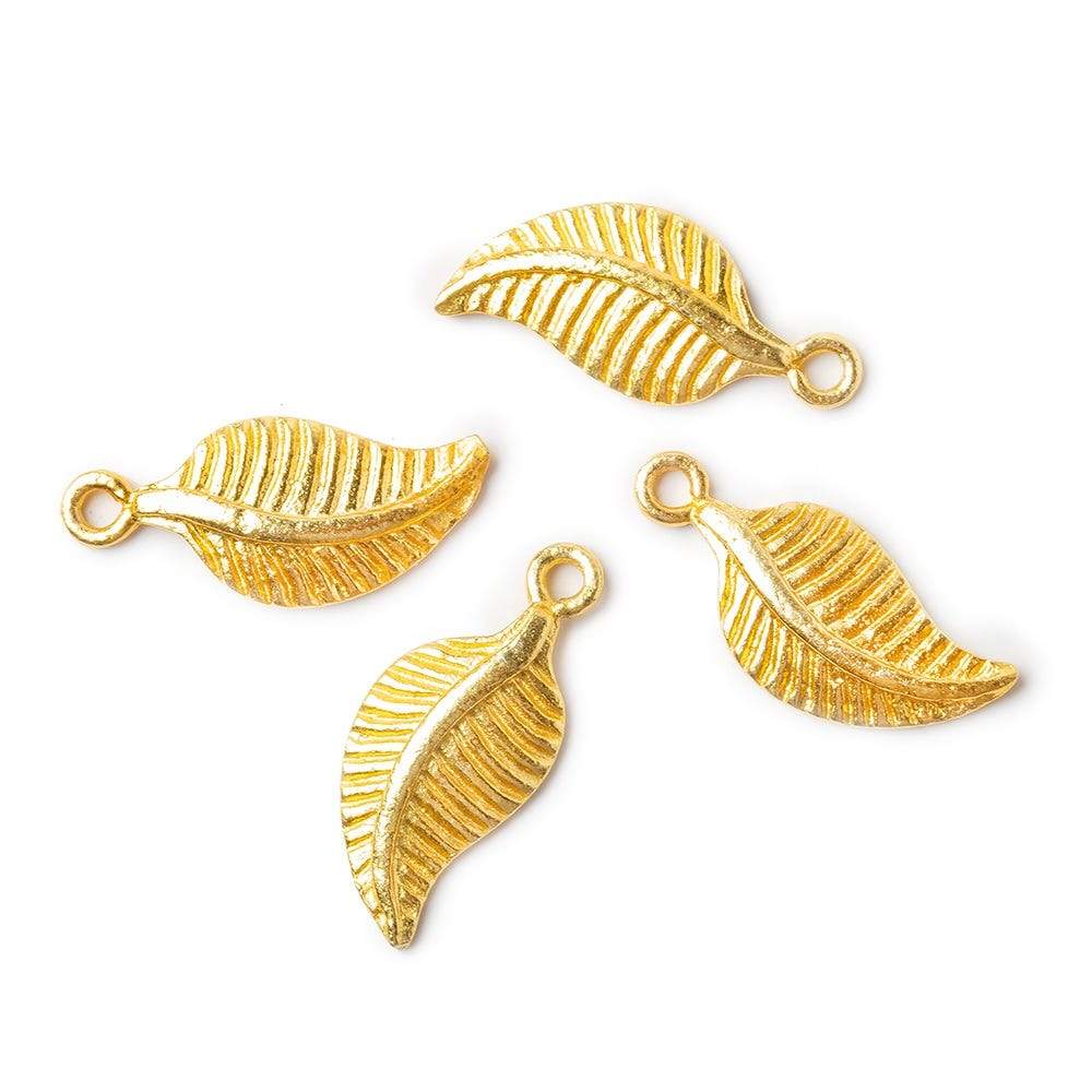 20x9mm 22kt Gold plated Copper Leaf Charm Finding Set of 4 - Beadsofcambay.com