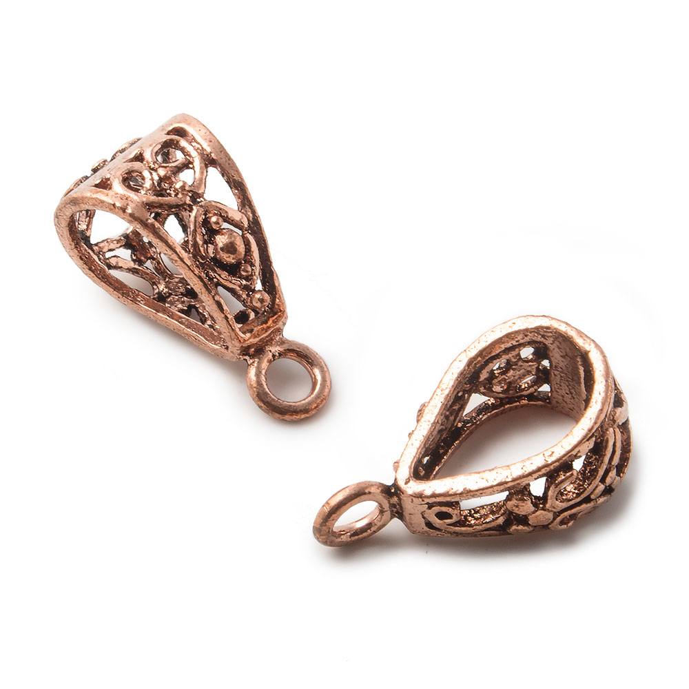 20x9mm Copper Bail Heart Design Set of 2 - Beadsofcambay.com