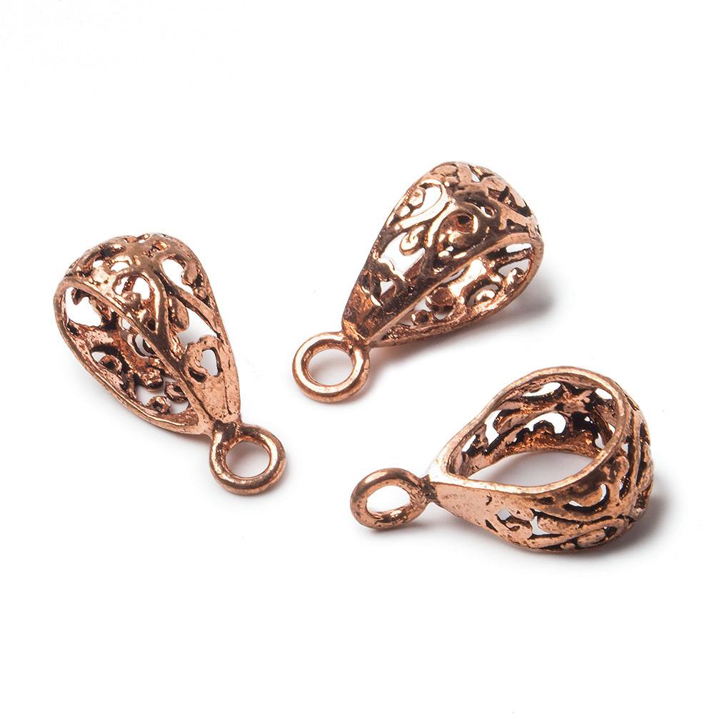 20x9mm Scroll Antiqued Copper Bail Finding Set of 3 - Beadsofcambay.com