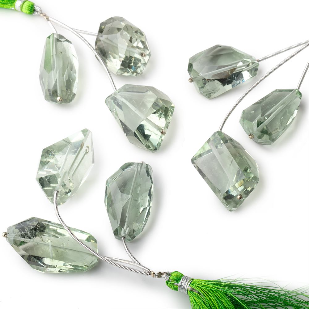 21-29mm Prasiolite Faceted Nugget Focal Beads Set of 3 pieces - Beadsofcambay.com
