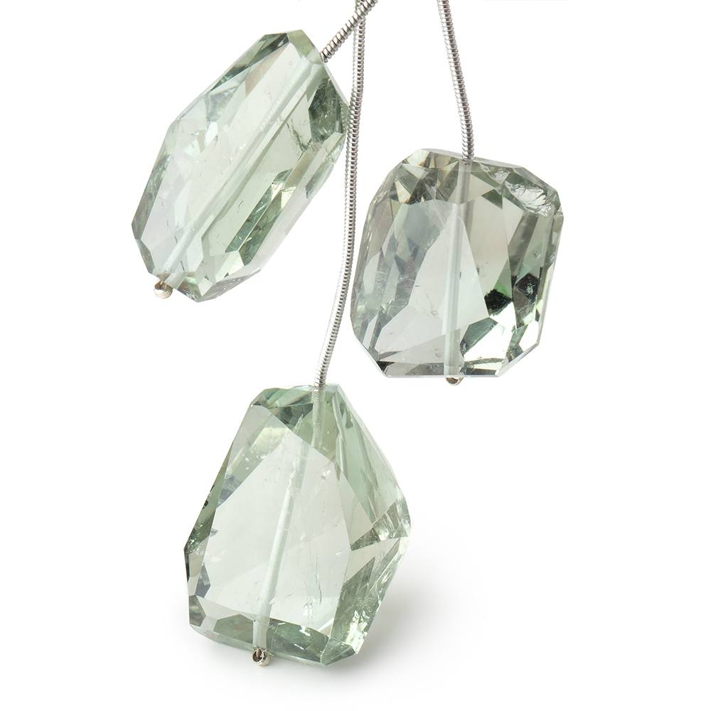 21-29mm Prasiolite Faceted Nugget Focal Beads Set of 3 pieces - Beadsofcambay.com