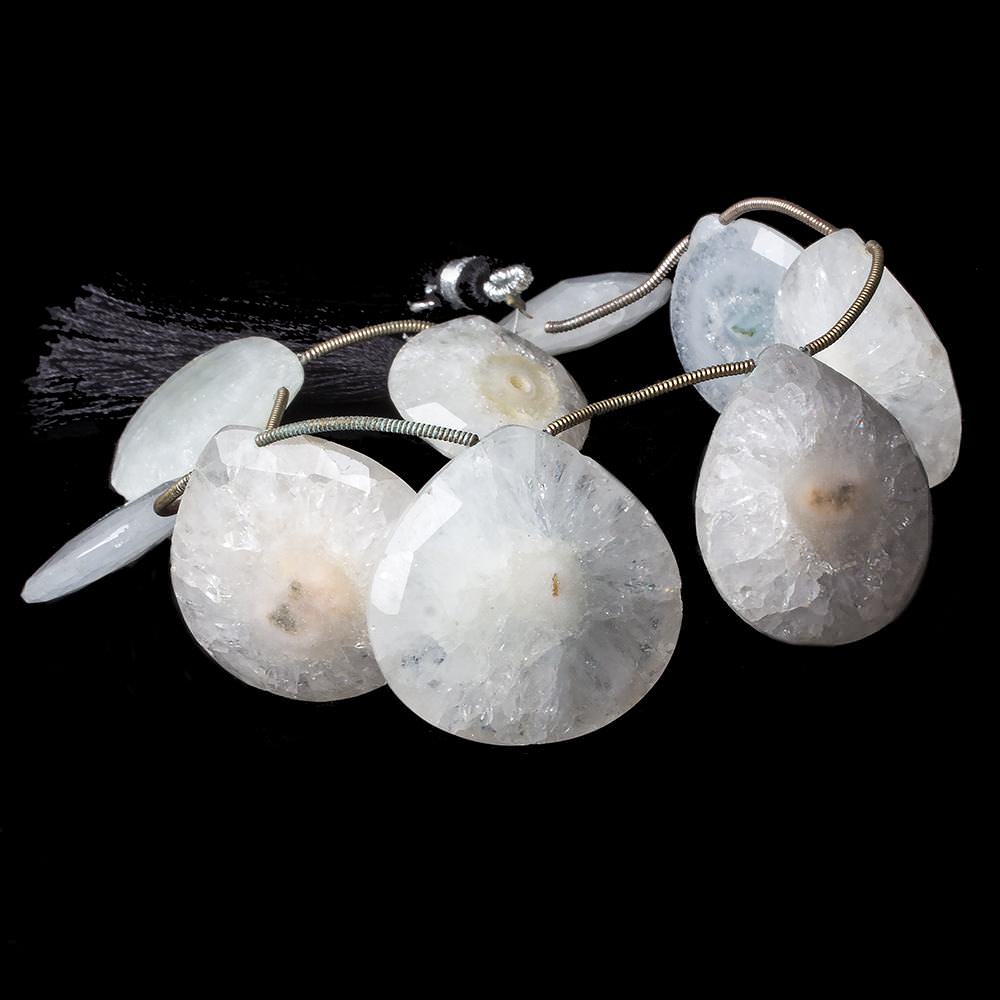 21-29mm Solar Quartz Faceted Heart Briolette Beads 9 inch 9 pieces - Beadsofcambay.com