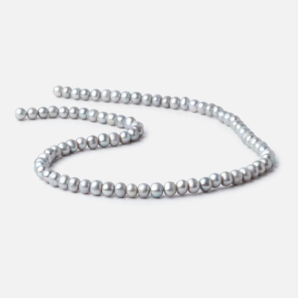 6.5x5-7x5mm Silver Side Drilled Oval Freshwater Pearl Strand 16 inch 78 beads AA - BeadsofCambay.com