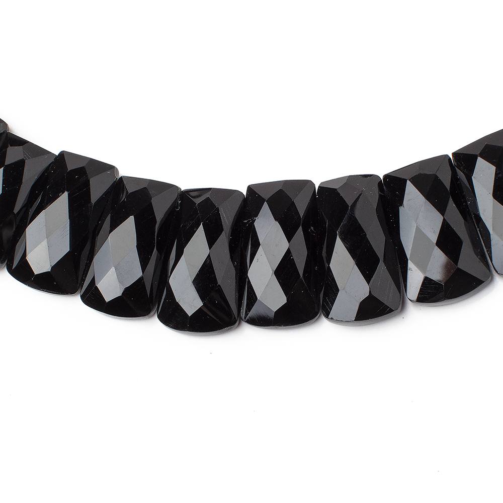 17x11-21x11mm Black Onyx double drilled faceted fancy shape collar 42 beads - BeadsofCambay.com