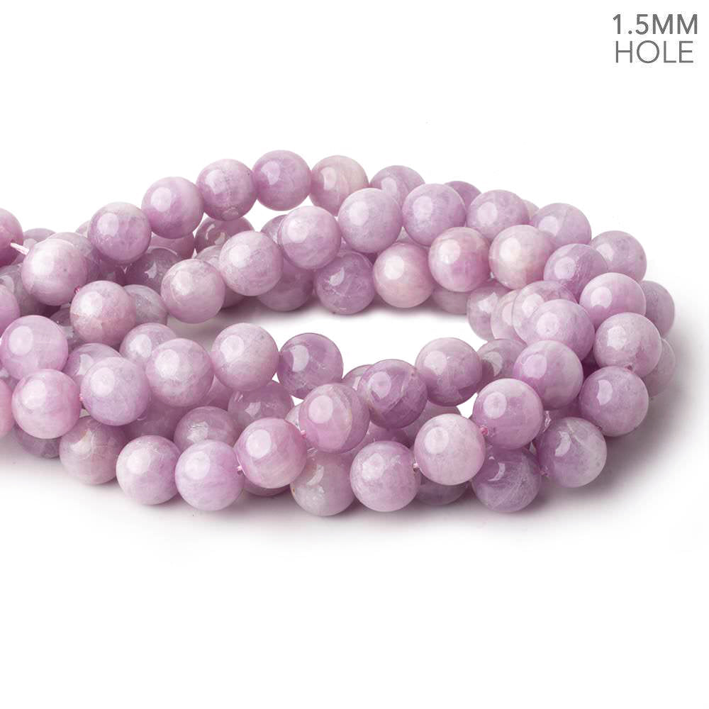 Beadsofcambay 12mm Kunzite plain round beads 16 inch 34 pieces 1.5mm Large Hole AAA