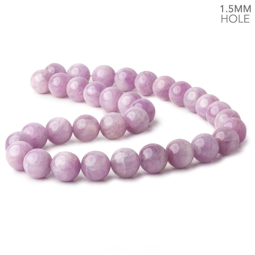 Beadsofcambay 12mm Kunzite plain round beads 16 inch 34 pieces 1.5mm Large Hole AAA View 1