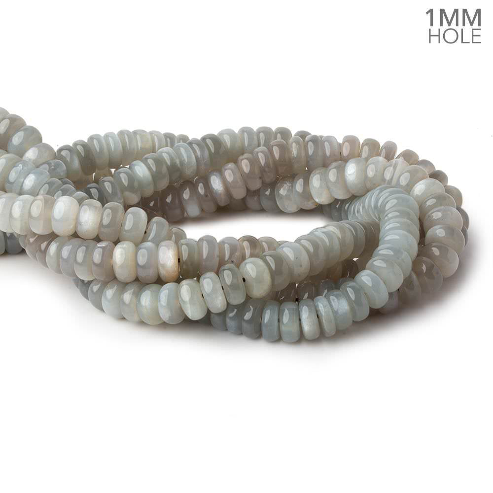 10mm Grey Moonstone plain heshi beads 16 inch 89 pieces 1mm hole AA - BeadsofCambay.com