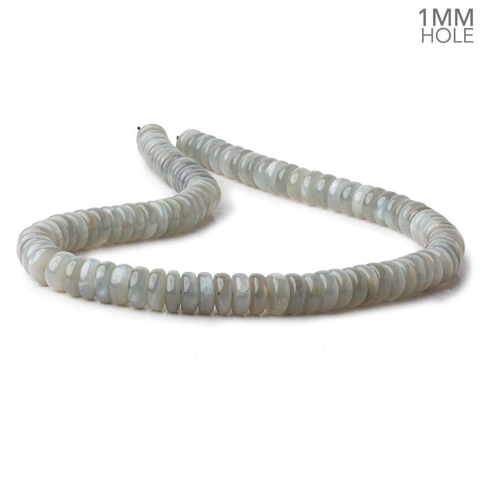 10mm Grey Moonstone plain heshi beads 16 inch 89 pieces 1mm hole AA - BeadsofCambay.com