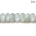 9.5mm Light Grey Moonstone plain rondelle beads 16 inch 76 pieces 1mm hole AA - BeadsofCambay.com