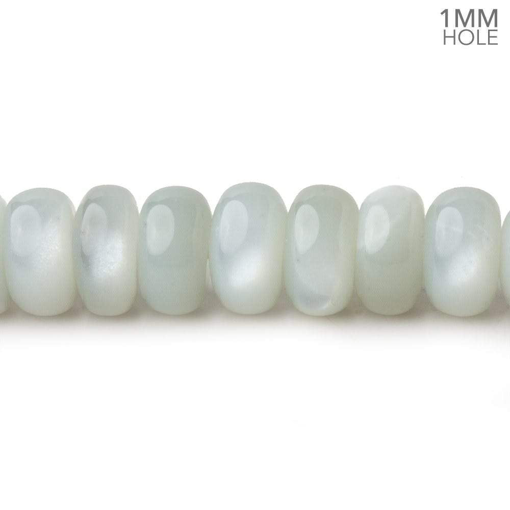 9.5mm Light Grey Moonstone plain rondelle beads 16 inch 76 pieces 1mm hole AA - BeadsofCambay.com