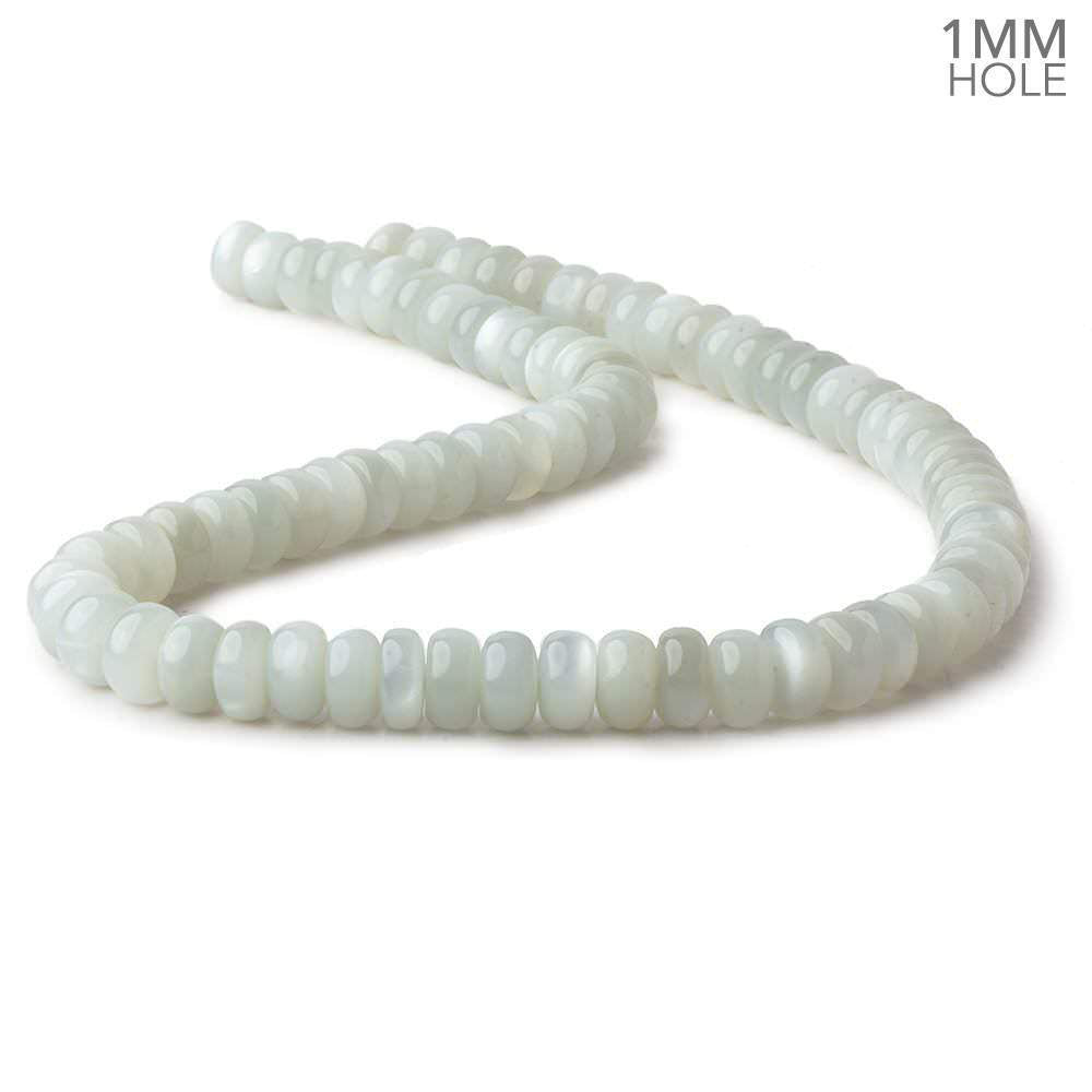 9.5mm Light Grey Moonstone plain rondelle beads 16 inch 76 pieces 1mm hole AA - BeadsofCambay.com