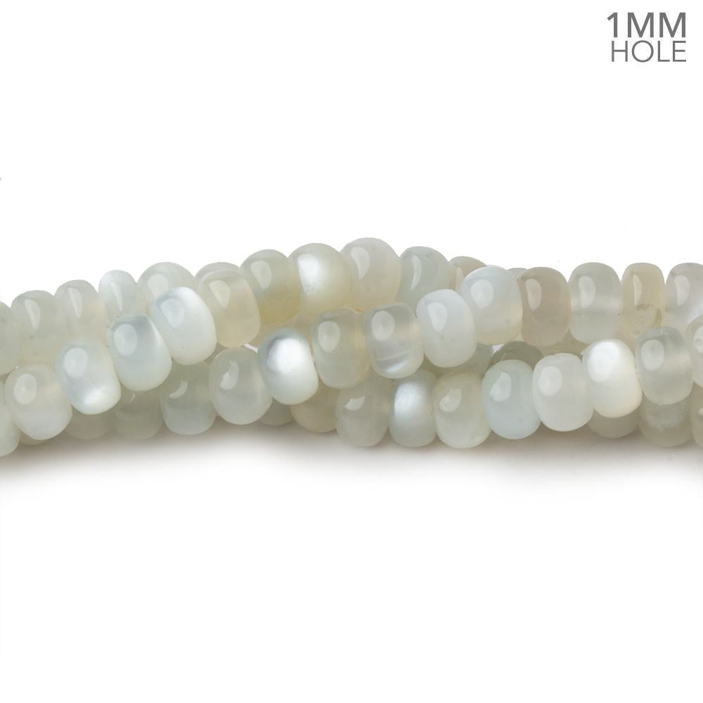 6mm Light Grey Moonstone plain rondelle beads 16 inch 104 pieces 1mm hole AA - BeadsofCambay.com