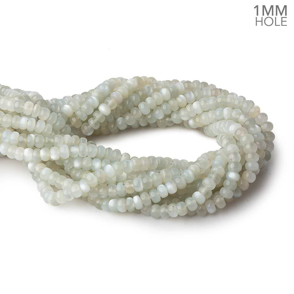 6mm Light Grey Moonstone plain rondelle beads 16 inch 104 pieces 1mm hole AA - BeadsofCambay.com
