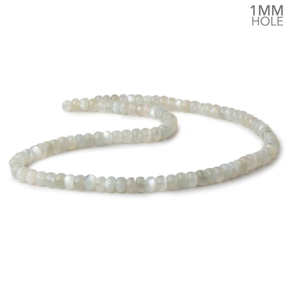 6mm Light Grey Moonstone plain rondelle beads 16 inch 104 pieces 1mm hole AA - BeadsofCambay.com