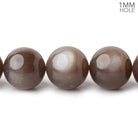 14mm Chocolate Brown Moonstone plain round beads 16 inch 29 pieces 1mm hole AAA - BeadsofCambay.com