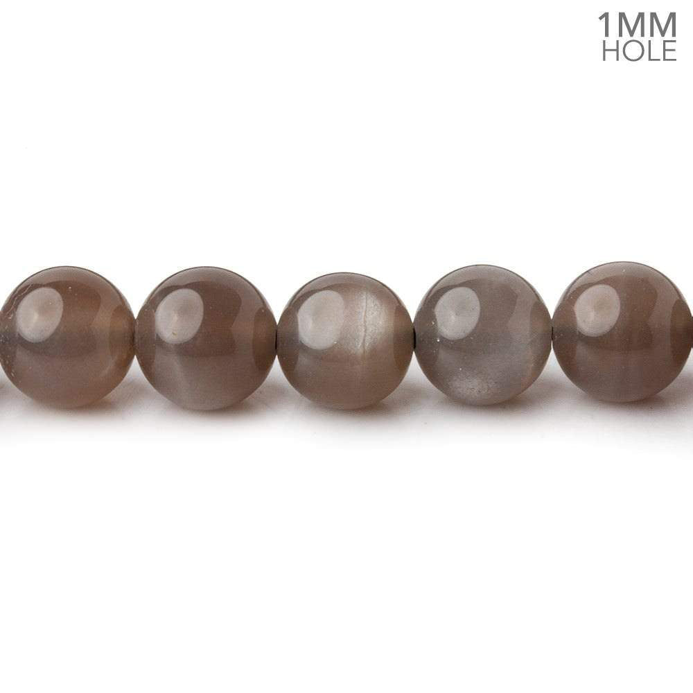 8mm Chocolate Brown Moonstone plain round beads 16 inch 51 pieces 1mm hole AAA - BeadsofCambay.com