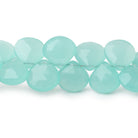 10-11mm Sea Blue Chalcedony faceted hearts 8 inch 35 beads AA - BeadsofCambay.com