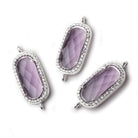 21.5x11.5mm Silver CZ Bezel Purple Hydro Quartz Oval Connector 1 piece - Beadsofcambay.com