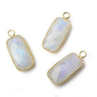 21.5x11.5mm Vermeil Bezel Rainbow Moonstone faceted bar pendant 1 piece - Beadsofcambay.com