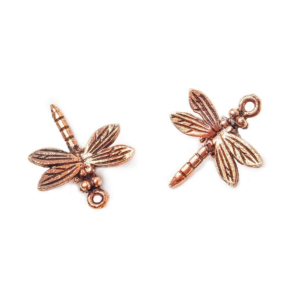 21.5x18x5mm Copper Charm Dragonfly Set of 2 - Beadsofcambay.com