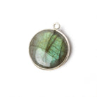 21mm Silver .925 Bezel Labradorite plain coin Pendant 1 piece - Beadsofcambay.com