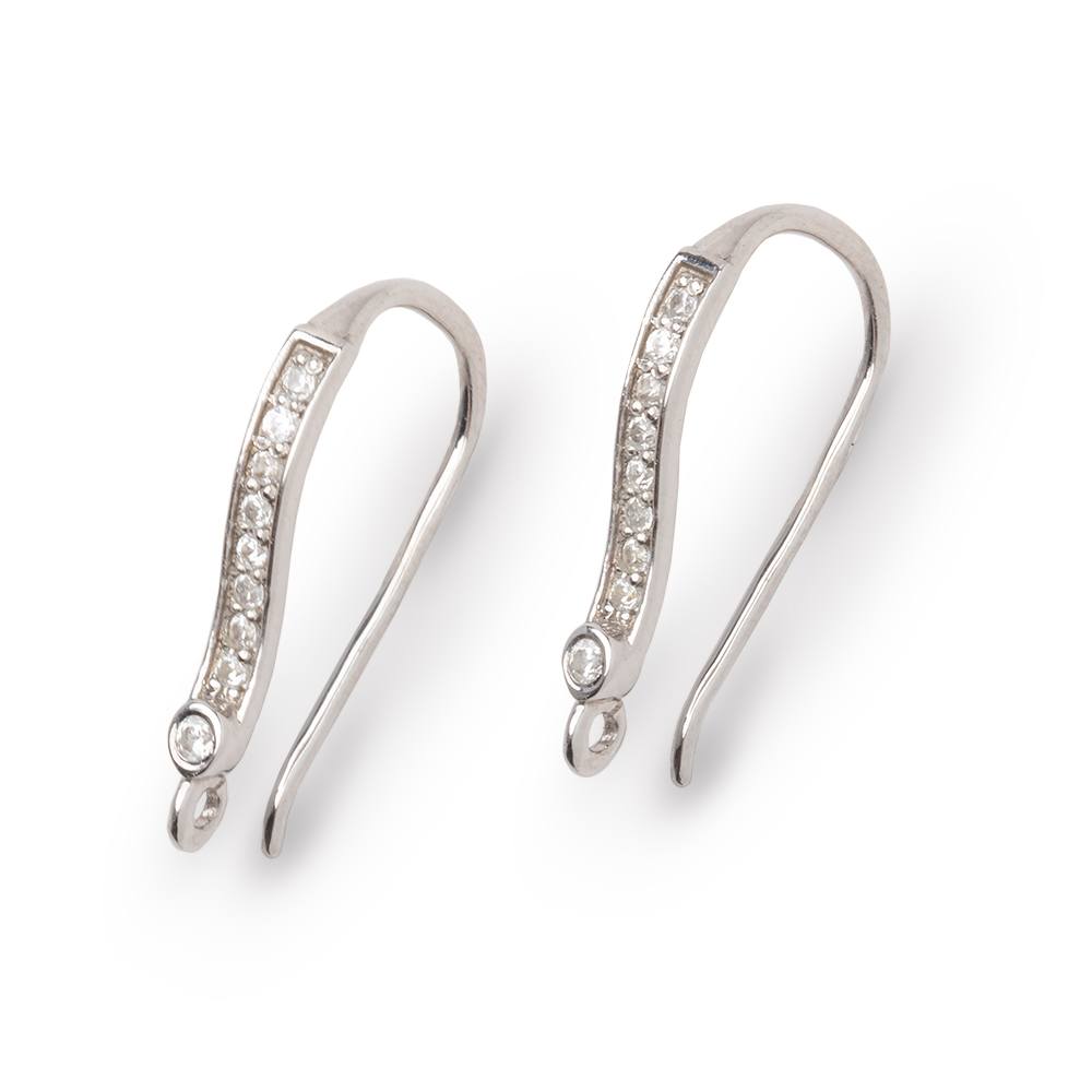 21mm Sterling Silver CZ Earwire Set of 2 pieces - Beadsofcambay.com