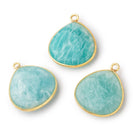 21mm Vermeil Bezel Amazonite Plain Heart Pendant 1 Focal Bead - Beadsofcambay.com