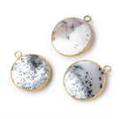21mm Vermeil Bezel Dendritic Opal Plain Coin Pendant 1 piece - Beadsofcambay.com