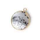 21mm Vermeil Bezel Dendritic Opal Plain Coin Pendant 1 piece - Beadsofcambay.com