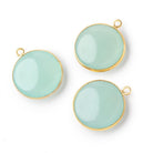 21mm Vermeil Bezel Seafoam Chalcedony Plain Coin Pendant 1 piece - Beadsofcambay.com