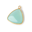21mm Vermeil Bezel Seafoam Chalcedony Plain Triangle Pendant 1 piece - Beadsofcambay.com