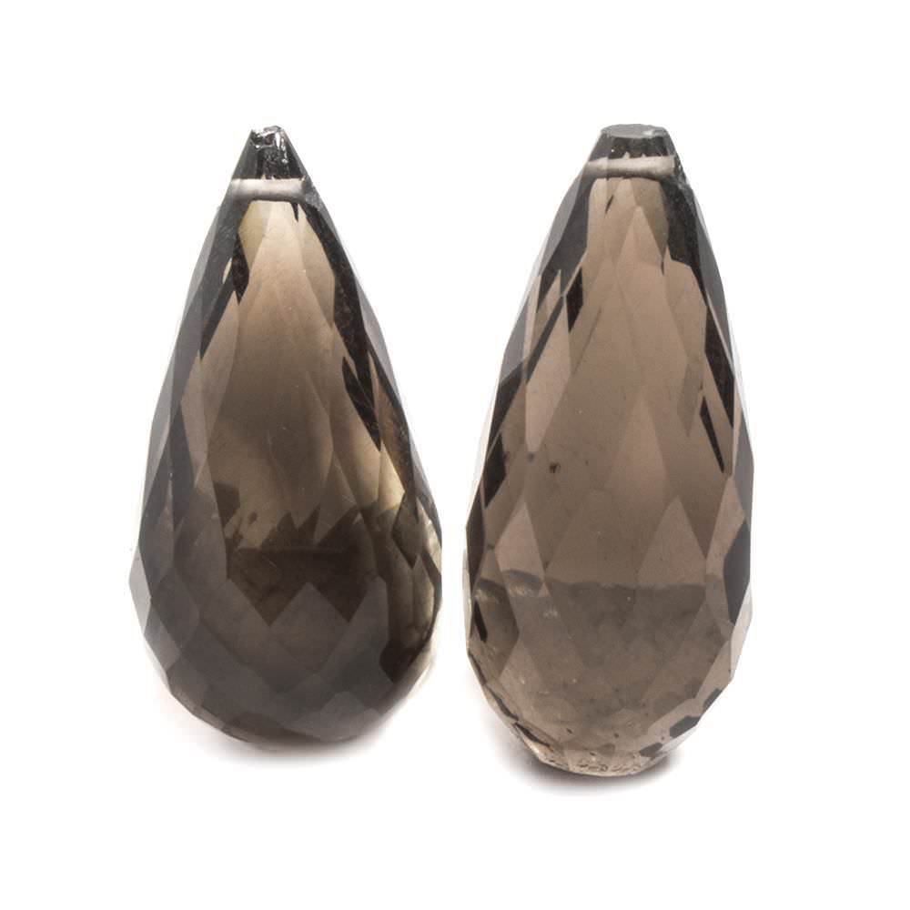 21x10-22x10mm Smoky Quartz Faceted Tear Drop Focal Bead Set of 2 - Beadsofcambay.com