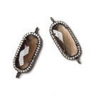 21x10.5mm Black Gold CZ Bezel Smoky Hydro Quartz Oval Connector 1 piece - Beadsofcambay.com