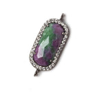 21x10.5mm Black Gold Bezeled CZ & Ruby in Zoisite Oval Connector 1 pc - Beadsofcambay.com