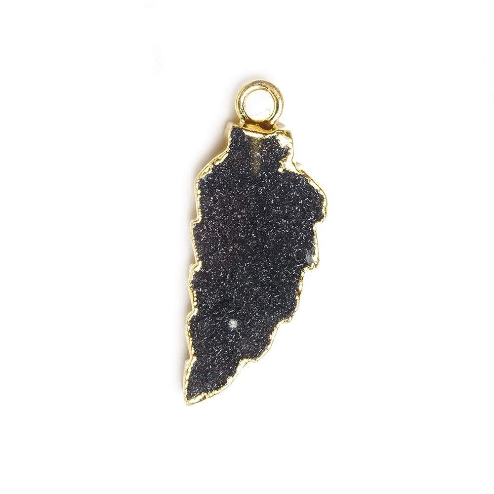 21x10mm Gold Leafed Black Drusy Feather Pendant 1 piece - Beadsofcambay.com