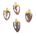 21x10mm Gold Leafed Chocolate Brown Moonstone Point Pendant 1 piece - Beadsofcambay.com