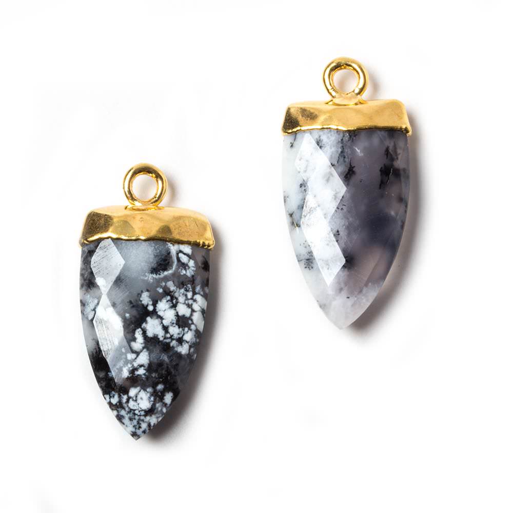 21x10mm Gold Leafed Dendritic Opal faceted Point Pendant 1 Piece - Beadsofcambay.com