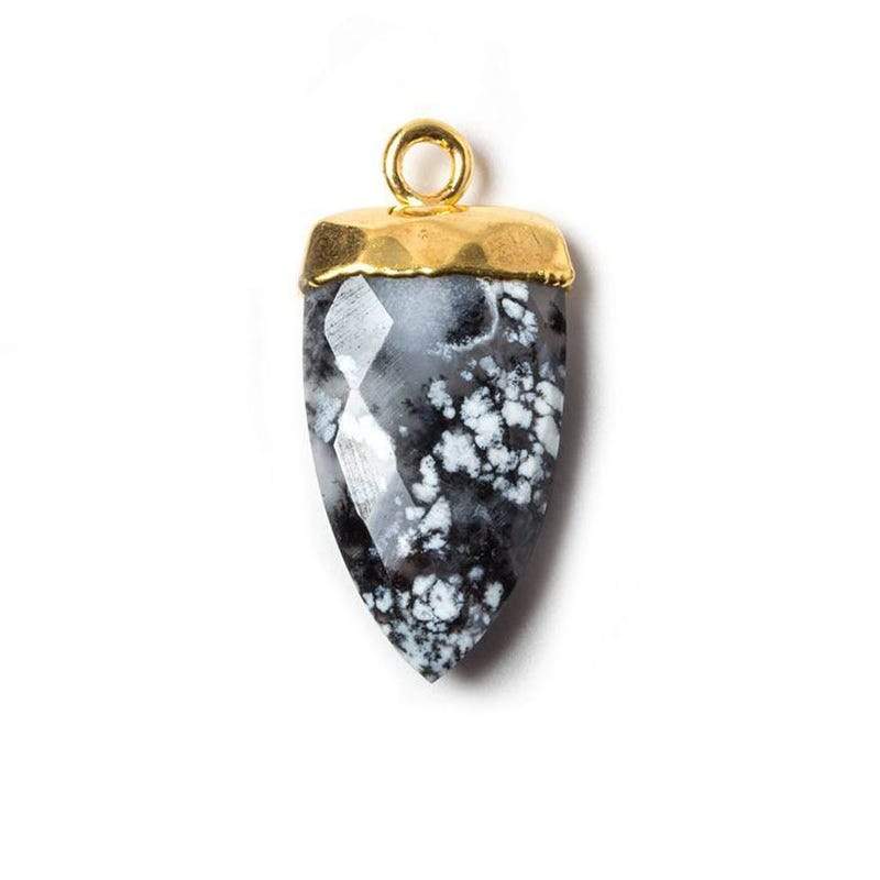 21x10mm Gold Leafed Dendritic Opal faceted Point Pendant 1 Piece - Beadsofcambay.com