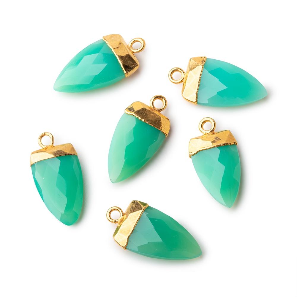 21x10mm Gold Leafed Green Onyx Point Pendant 1 piece view 1
