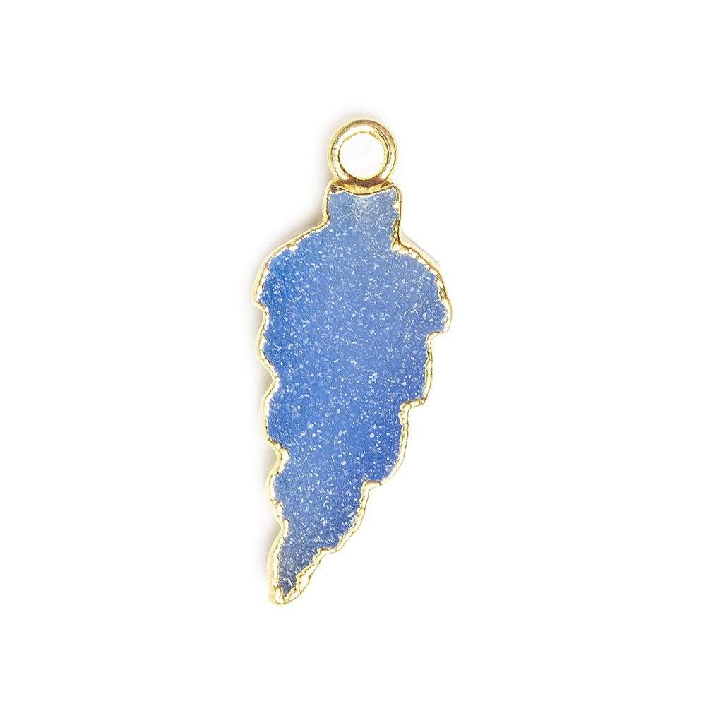 21x10mm Gold Leafed Santorini Blue Drusy Feather Pendant 1 piece - Beadsofcambay.com