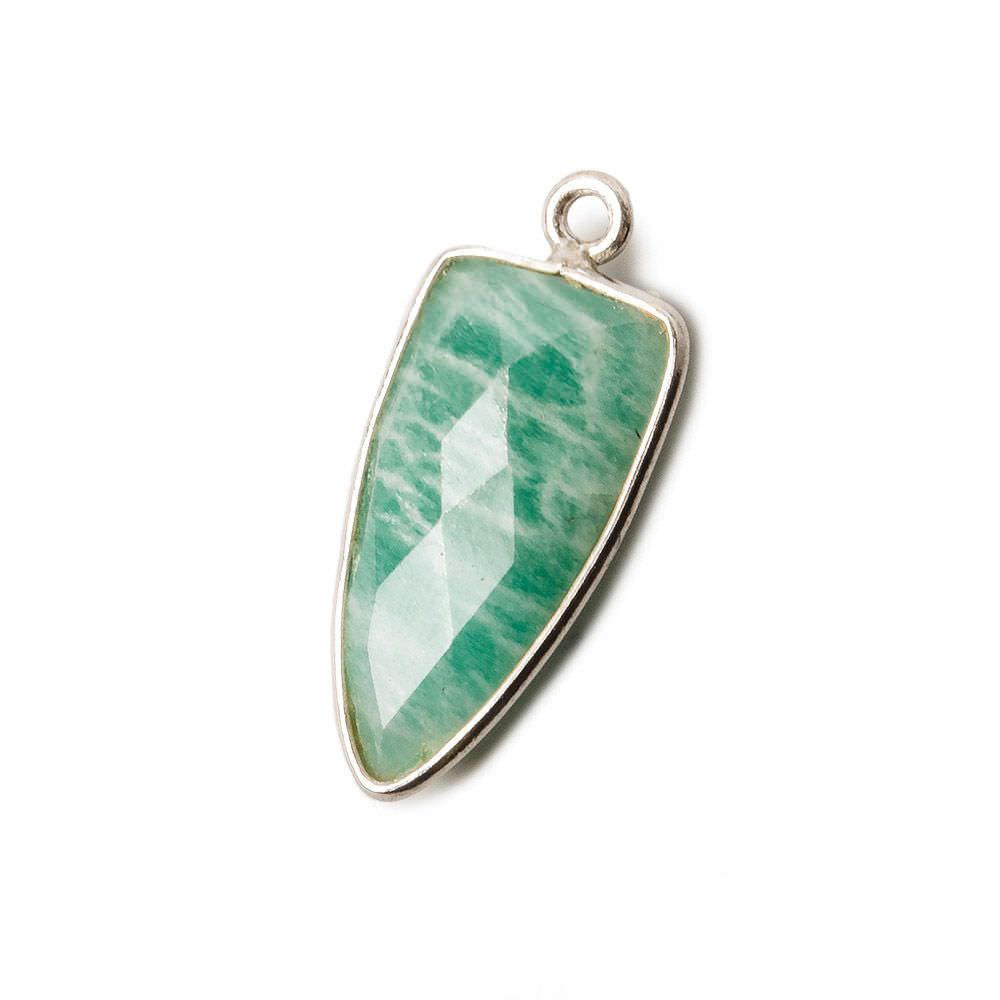 21x10mm Silver .925 Bezel Amazonite Point Pendant 1 piece - Beadsofcambay.com