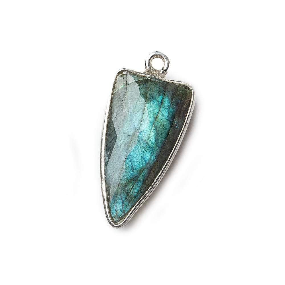 21x10mm Silver .925 Bezel Labradorite Point Pendant 1 piece - Beadsofcambay.com