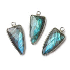 21x10mm Silver .925 Bezel Labradorite Point Pendant 1 piece - Beadsofcambay.com